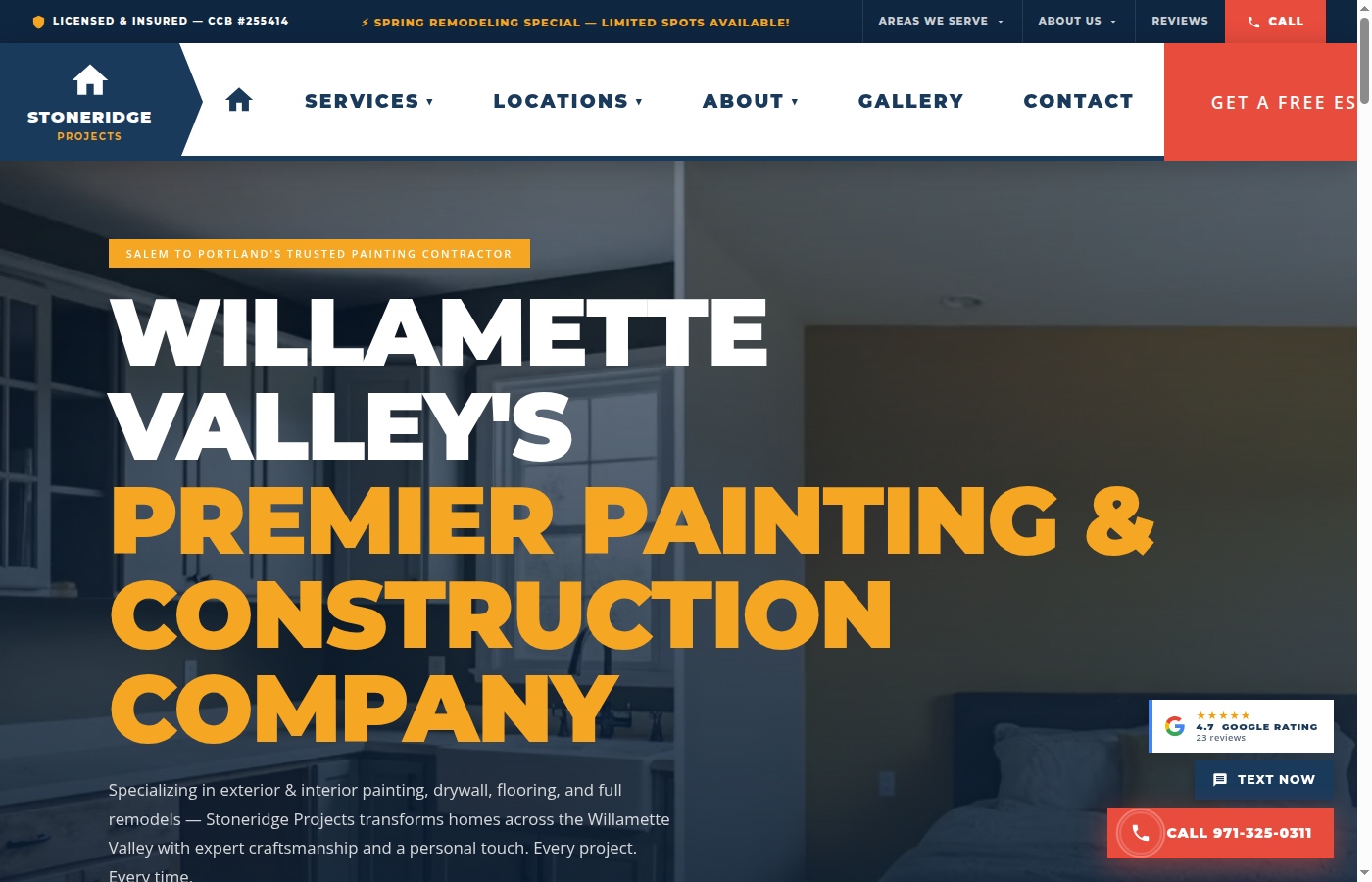 Stoneridge Projects — Willamette Valley painting contractor website